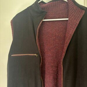 Pendleton Vest Men L Maroon Wool Full Zip Sweater Jacket Fleece Reversible